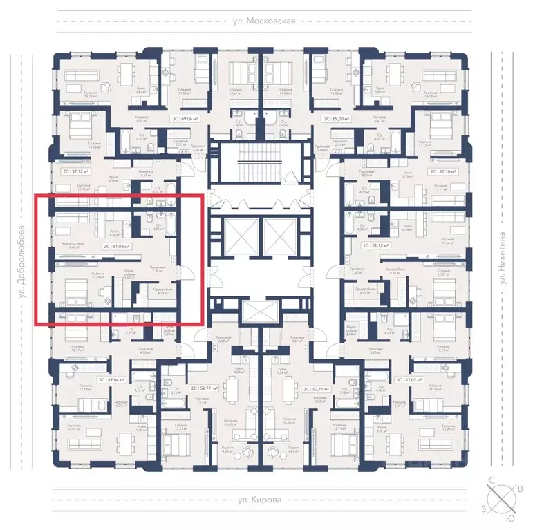 2-к кв. Новосибирская область, Новосибирск ул. Кирова, 119 (51.58 м) - Фото 1