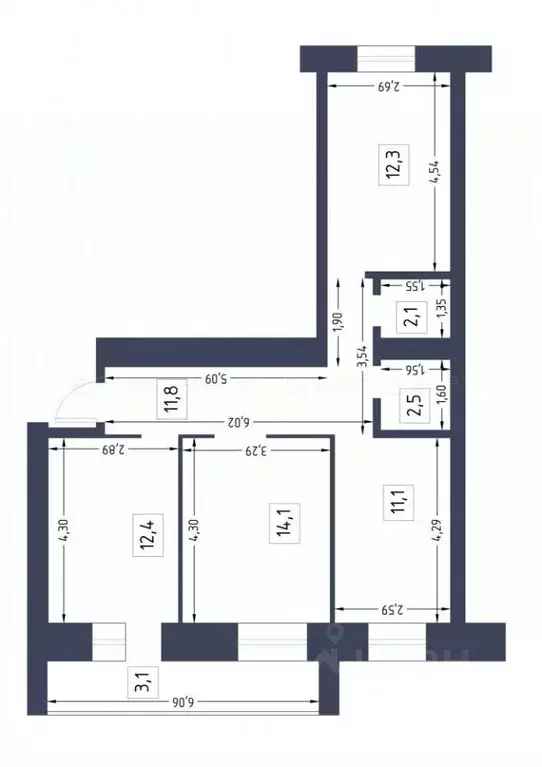 3-к кв. Татарстан, Казань ул. Кул Гали, 27 (75.0 м) - Фото 2