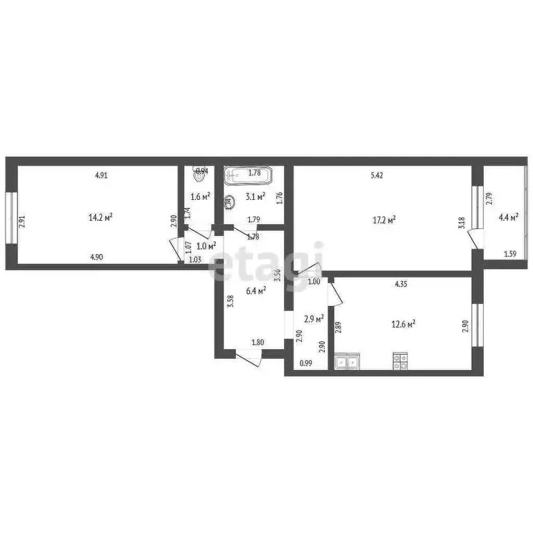 2-комнатная квартира: Стерлитамак, улица Артёма, 76 (56.5 м) - Фото 1