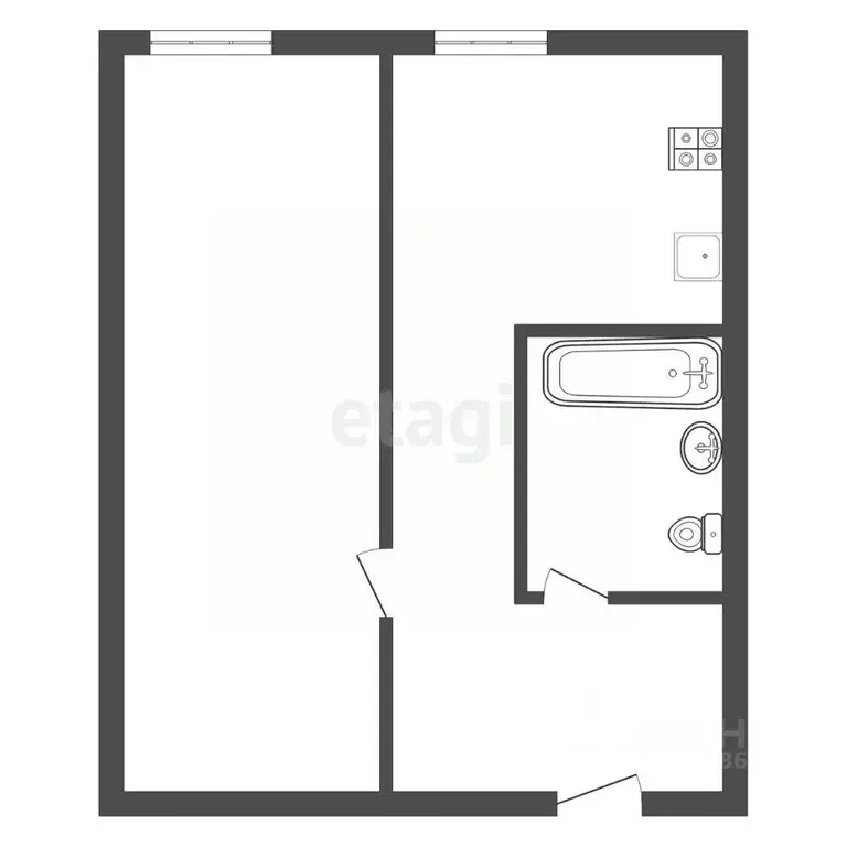 1-к кв. Тульская область, Кимовск Коммунистическая ул., 10 (32.1 м) - Фото 1