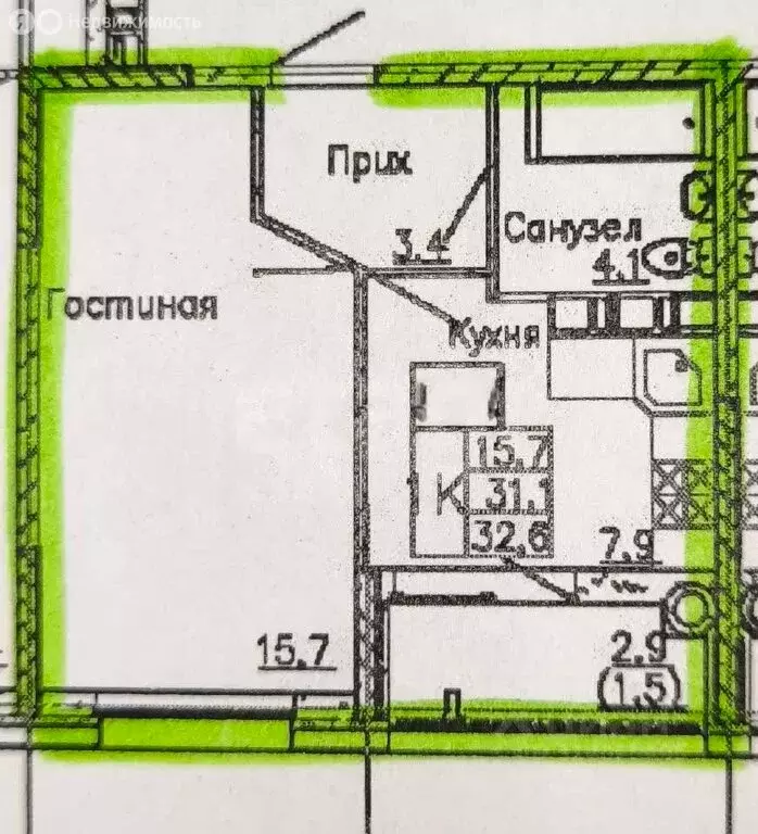 1-комнатная квартира: Ростов-на-Дону, Берберовская улица, 9с1 (32.6 м) - Фото 0