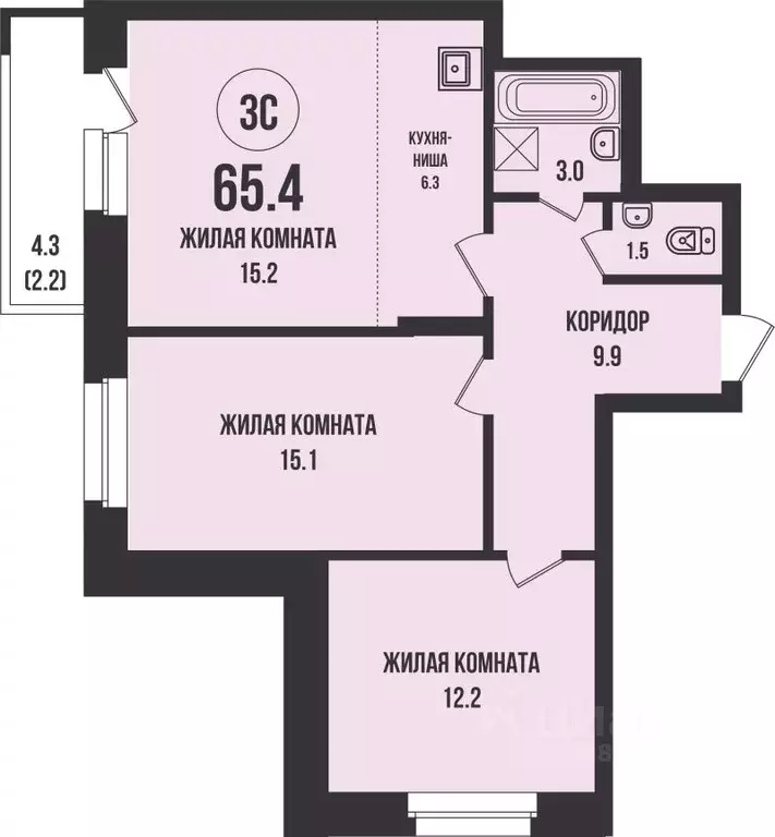 2-к кв. Новосибирская область, Новосибирск ул. Имени генерал-майора ... - Фото 0