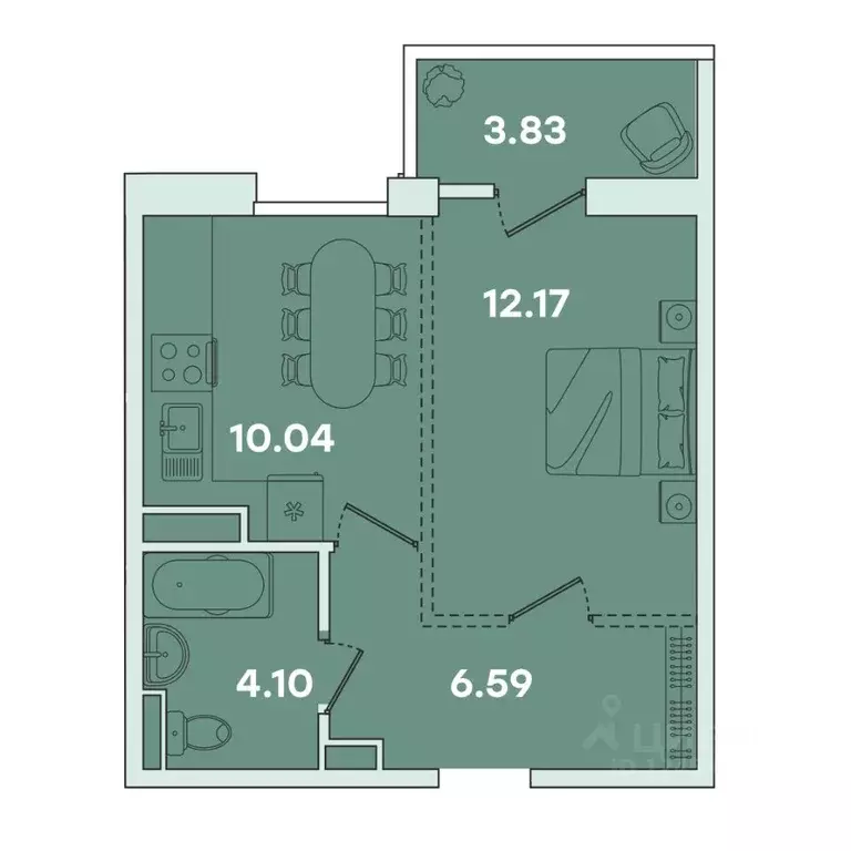 1-к кв. Иркутская область, Иркутск ул. Петрова, 16 (36.73 м) - Фото 0