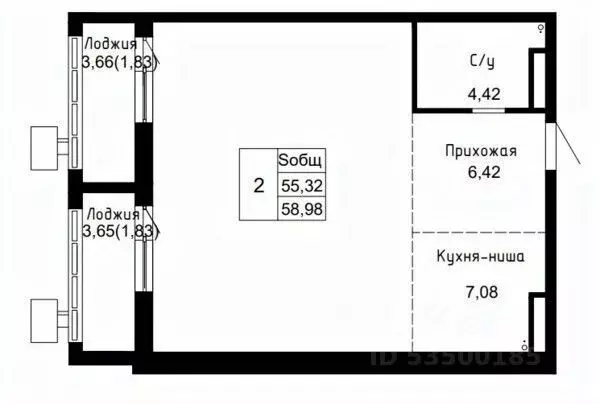 2-к кв. Приморский край, Артем  (58.98 м) - Фото 1
