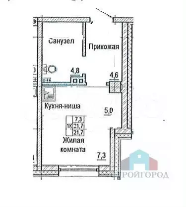 Квартира-студия, 21,1 м, 1/19 эт. - Фото 0