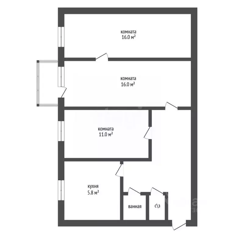3-к кв. Амурская область, Райчихинск Пионерская ул., 60 (53.8 м) - Фото 2
