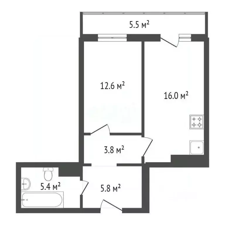 1-к кв. Красноярский край, Красноярск Свердловская ул., 6Д (43.6 м) - Фото 1