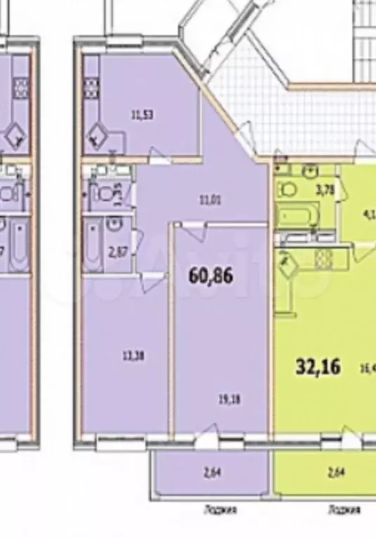 2-к. квартира, 61 м, 9/9 эт. - Фото 0