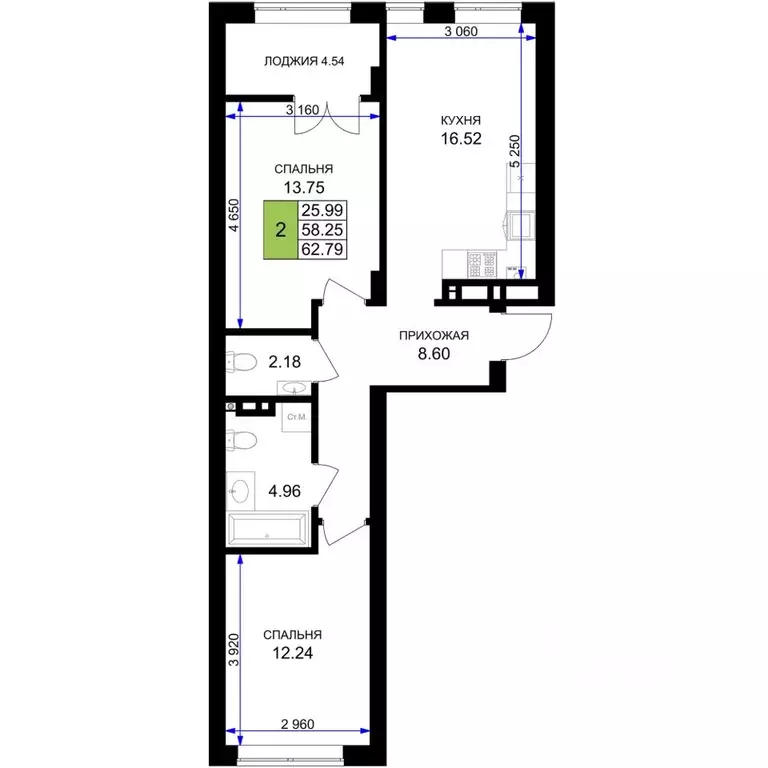 2-к кв. Калининградская область, Гурьевск Включи жилой комплекс (62.79 ... - Фото 1