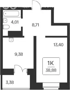 Квартира-студия: Новосибирск, Ипподромская улица, 12 (36 м) - Фото 0