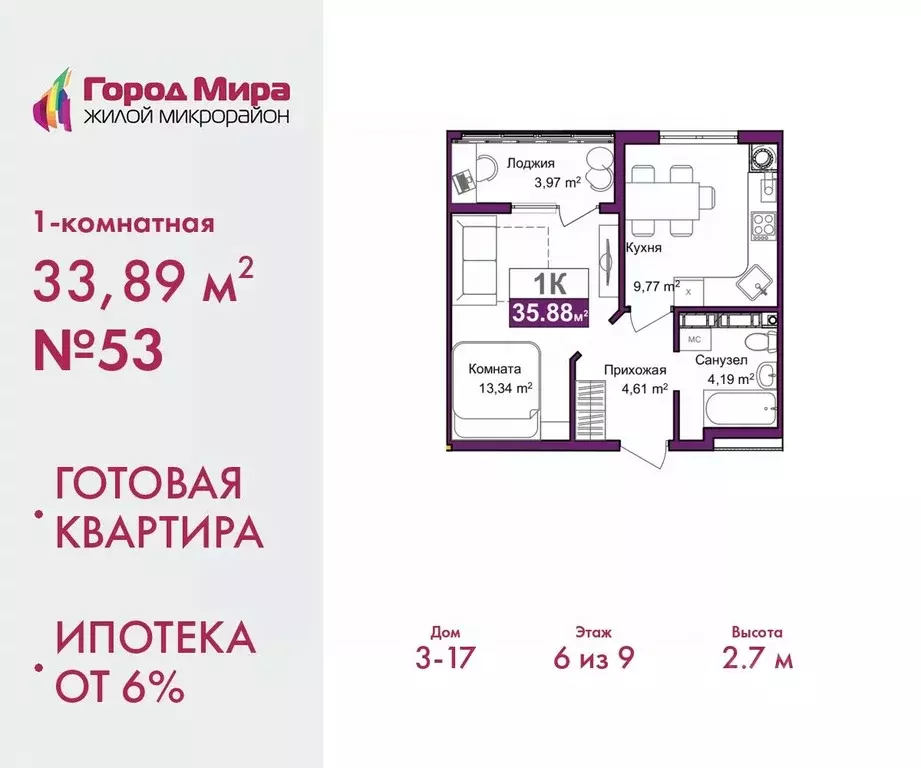 1-к кв. Крым, Симферополь ул. Батурина, 145 (33.89 м) - Фото 0