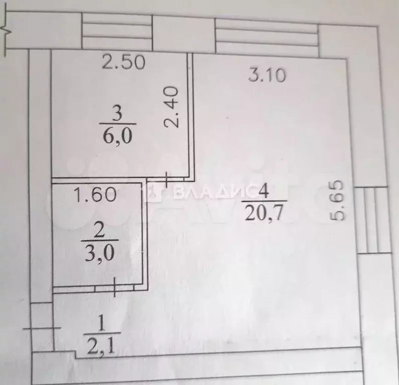 1-к. квартира, 32 м, 4/5 эт. - Фото 0