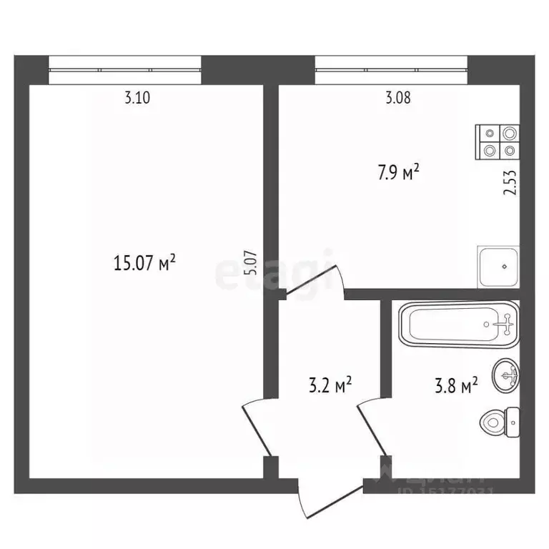 1-к кв. Ямало-Ненецкий АО, Ноябрьск ул. Ленина, 20 (30.2 м) - Фото 2