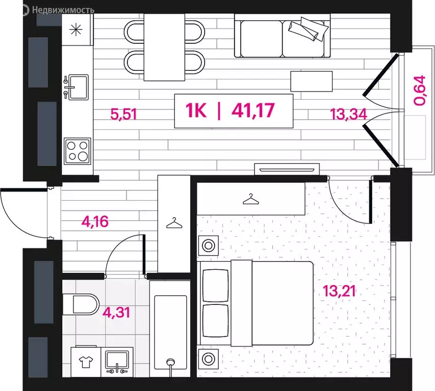 1-комнатная квартира: Омск, ЖК Пушкина 77 (41.17 м) - Фото 0