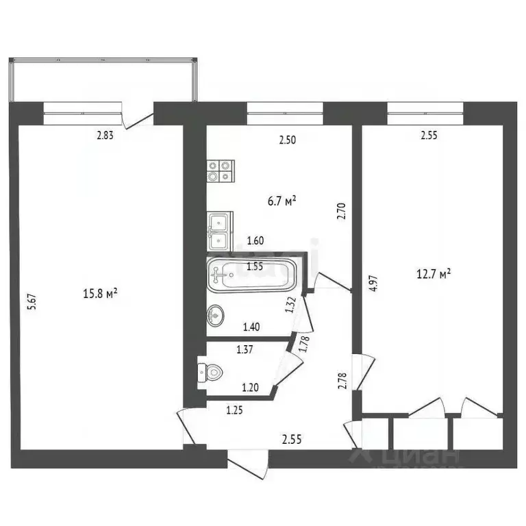 2-к кв. Марий Эл, Йошкар-Ола ул. Зои Космодемьянской, 126 (43.0 м) - Фото 0