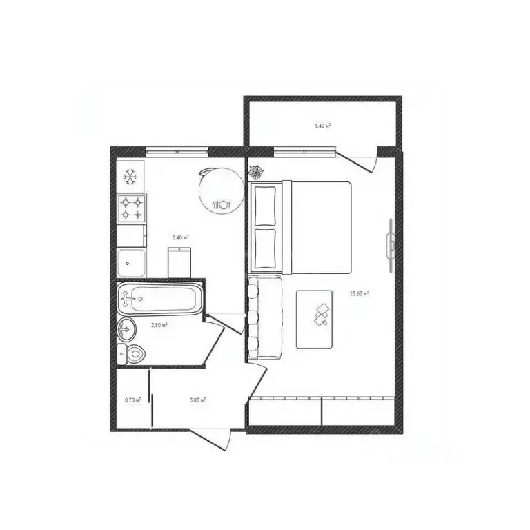 1-к кв. Брянская область, Дятьковский район, Любохна рп ул. Сидорова, ... - Фото 2