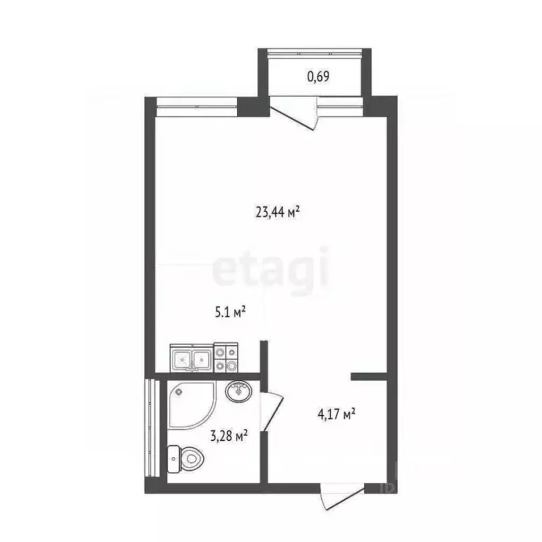 Студия Московская область, Мытищи Мытищи Парк жилой комплекс (23.44 м) - Фото 1