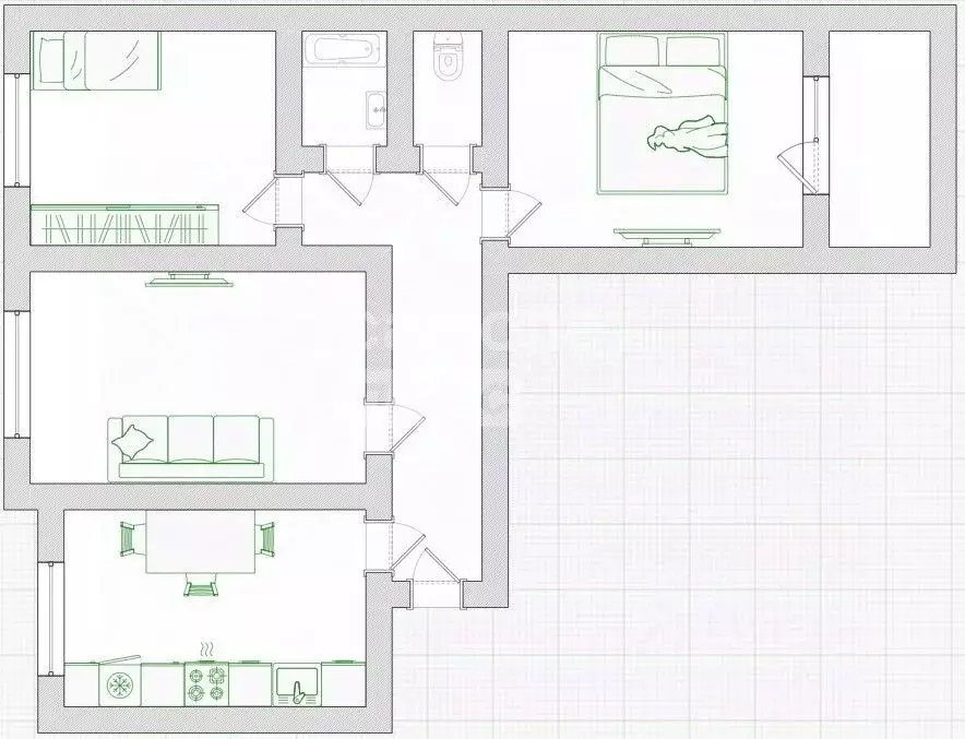3-к кв. Омская область, Омск ул. 3-я Железнодорожная, 15 (63.1 м) - Фото 2