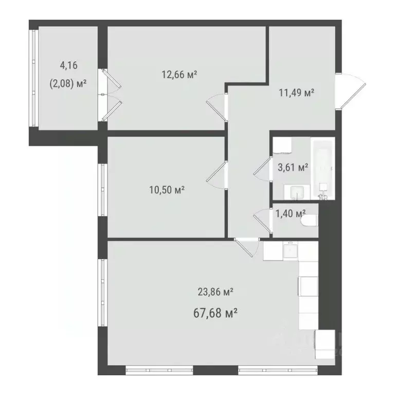 2-к кв. Сахалинская область, Южно-Сахалинск Зеленая Планета на Мира ... - Фото 1