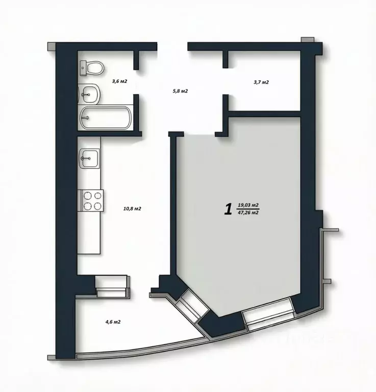 1-к кв. Башкортостан, Уфа ул. Карла Маркса, 60/2 (44.2 м) - Фото 2