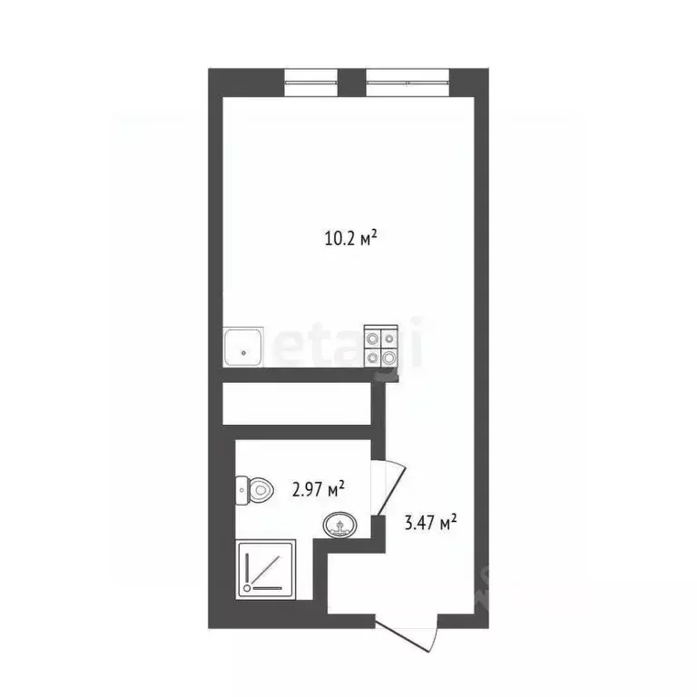 Студия Тюменская область, Тюмень Харьковская ул., 76 (17.46 м) - Фото 0