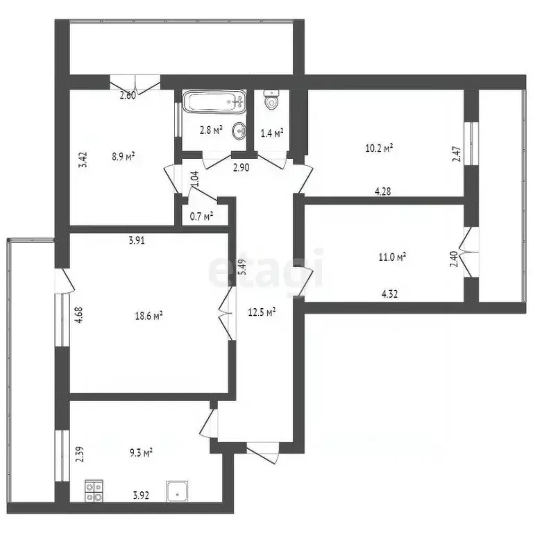 4-к кв. Крым, Евпатория ул. Имени 60-летия Октября, 14А (87.8 м) - Фото 2