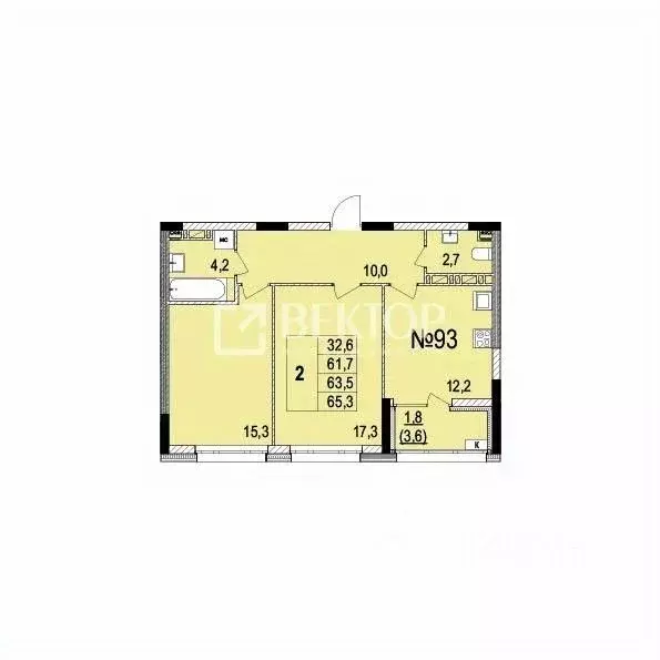 2-к кв. Ярославская область, Ярославль ул. Лисицына, 23 (63.5 м) - Фото 2