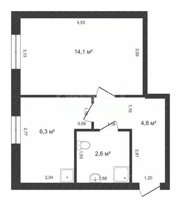 1-к кв. Вологодская область, Вологда Республиканская ул., 36 (27.8 м) - Фото 1