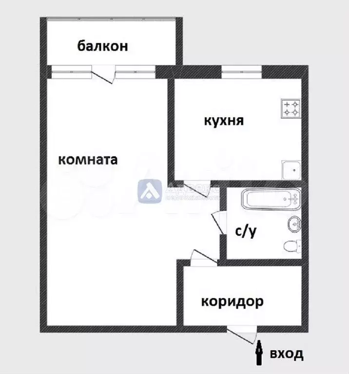 1-к. квартира, 42,7 м, 4/5 эт. - Фото 0