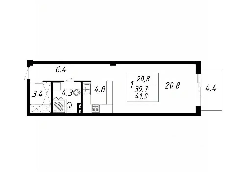 1-к кв. Ставропольский край, Ессентуки Озеро жилой комплекс (41.9 м) - Фото 0