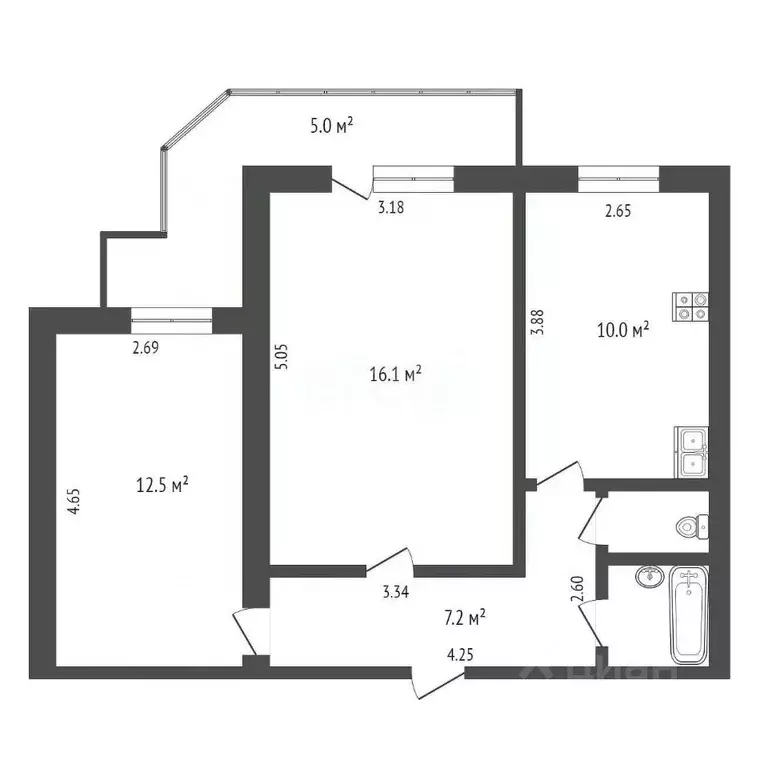 2-к кв. тюменская область, тюмень харьковская ул, 59к3 (51.5 м) - Фото 0