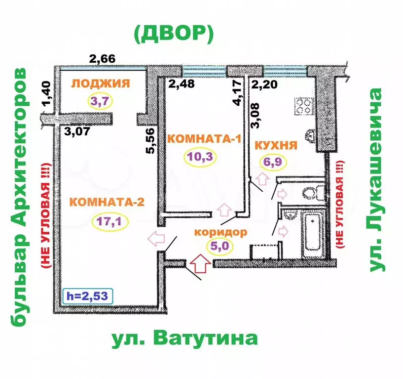 2-к. квартира, 44 м, 2/9 эт. - Фото 0