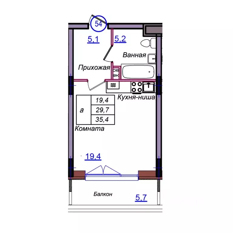 Студия Калининградская область, Светлогорск Балтийская ул. (35.4 м) - Фото 1