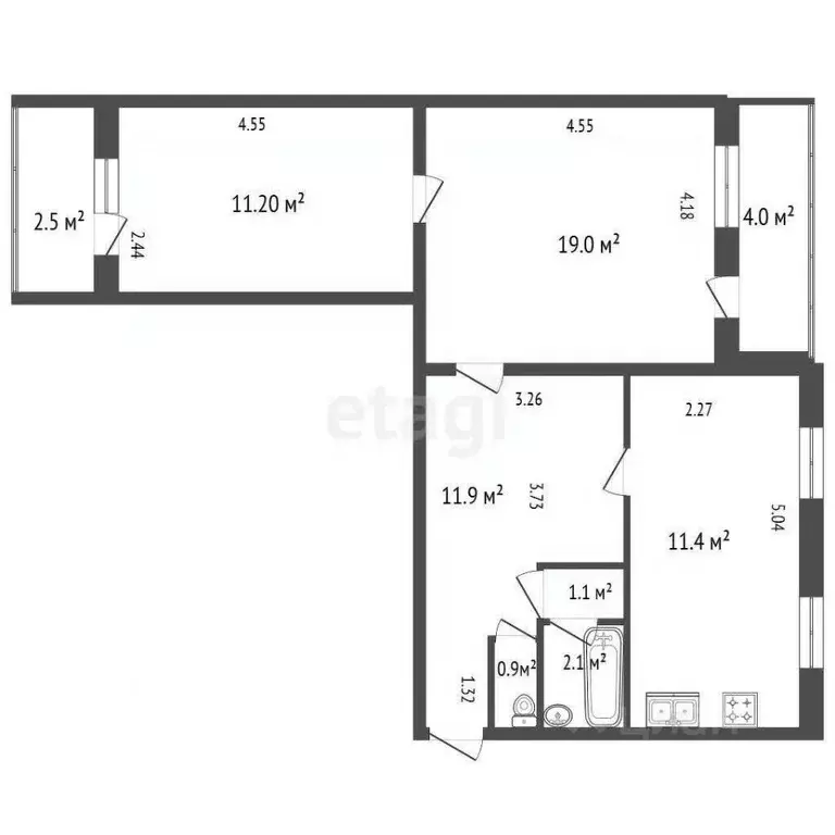 2-к кв. Санкт-Петербург Елагинский просп., 42 (57.6 м) - Фото 1