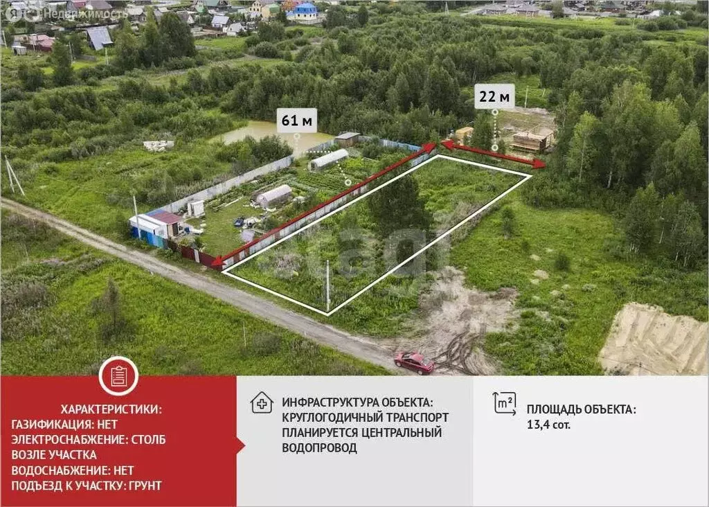 Участок в Тюмень, садовое товарищество Ясень, Третья улица (13.4 м) - Фото 1