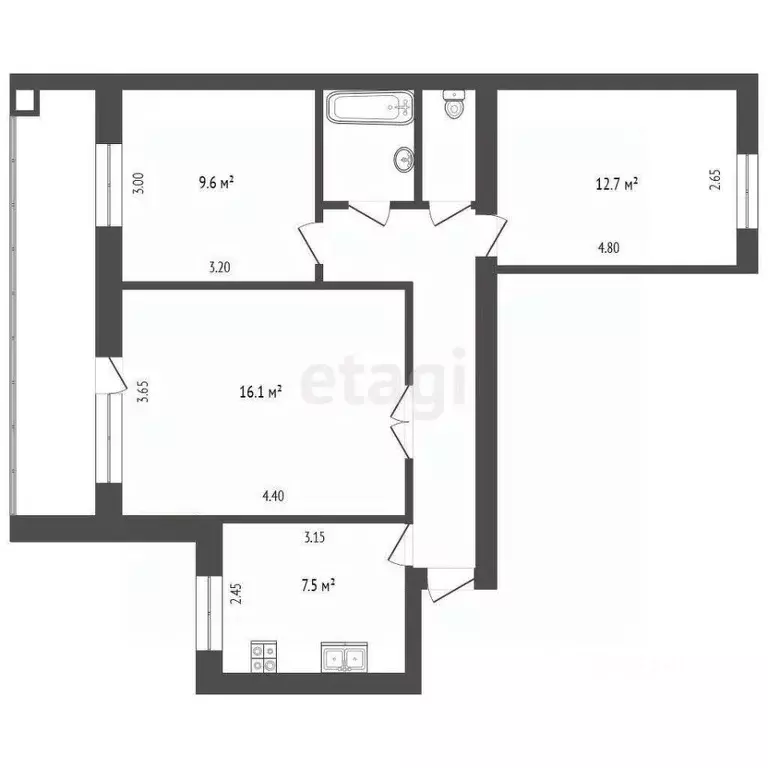 3-к кв. Тюменская область, Тюмень Садовая ул., 107 (60.3 м) - Фото 1