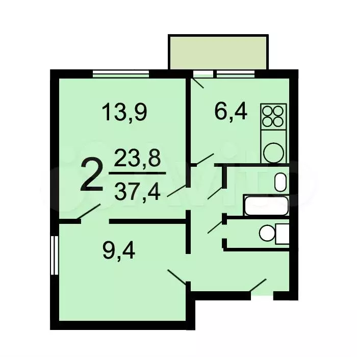 аукцион: 2-к. квартира, 37,8 м, 9/12 эт. - Фото 0