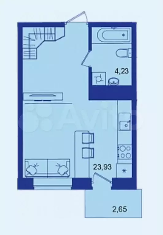 Квартира-студия, 30,8 м, 11/17 эт. - Фото 1