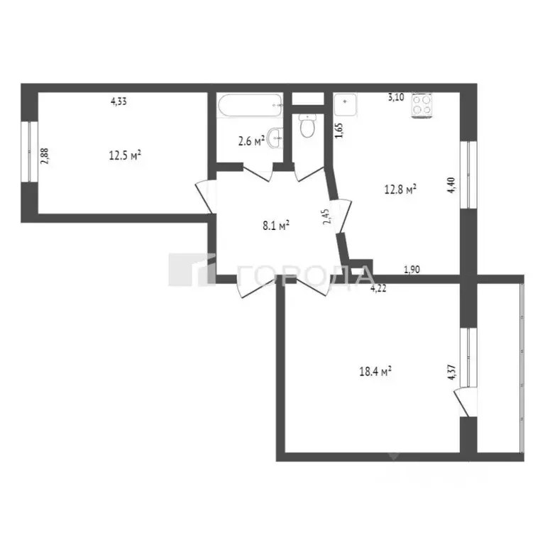 2-к кв. Алтайский край, Барнаул ул. Антона Петрова, 239 (60.0 м) - Фото 1