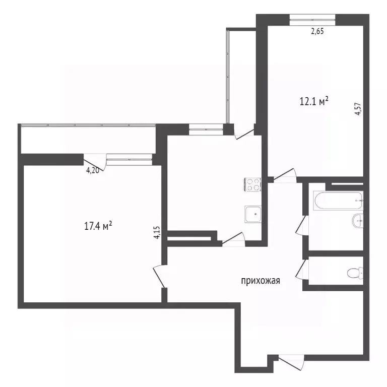 2-к кв. Ханты-Мансийский АО, Сургут просп. Мира, 55 (56.0 м) - Фото 1