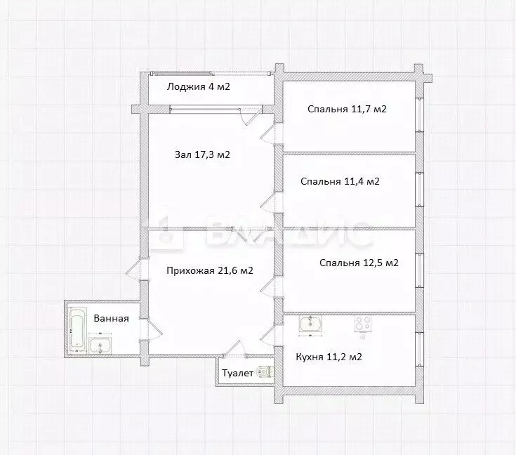 4-к кв. Калужская область, Калуга ул. Гурьянова, 10к2 (95.1 м) - Фото 2