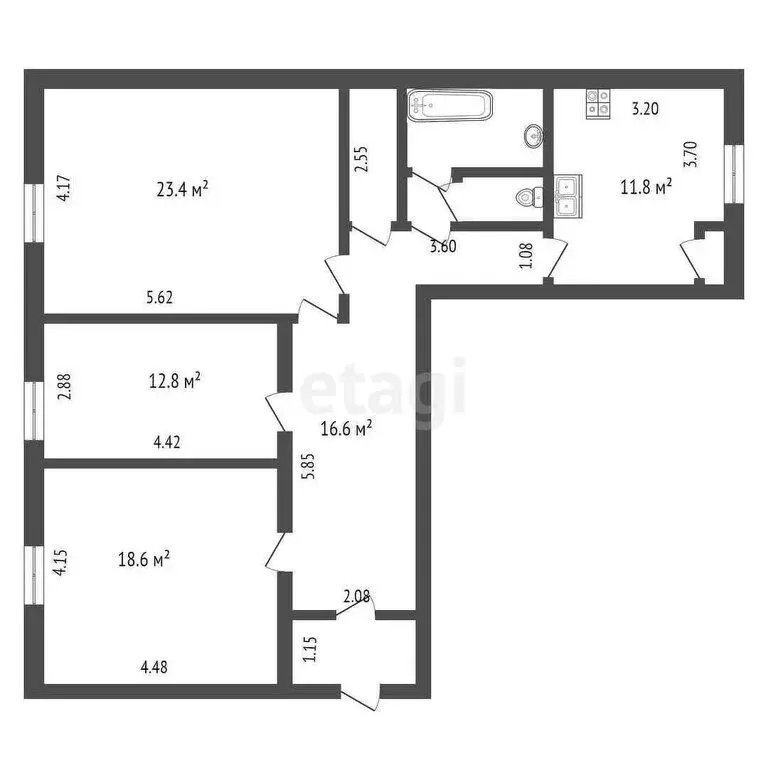 3-комнатная квартира: Клин, городок Клин-5, Центральная улица, 45 ... - Фото 1