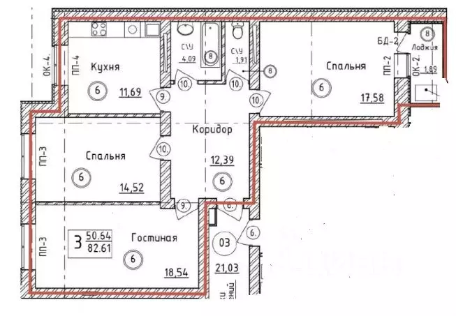 3-к кв. Башкортостан, Уфа Дагестанская ул., лит8 (82.61 м) - Фото 2