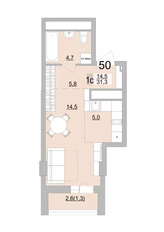 Квартира-студия: Екатеринбург, Черкасская улица, 5к3 (31.3 м) - Фото 0