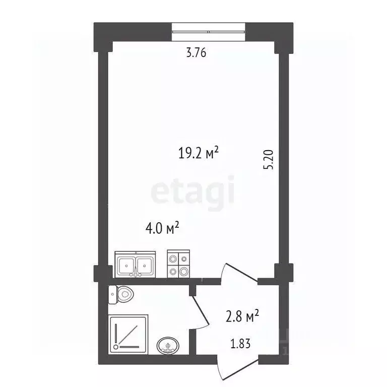 Студия Крым, Ялта ул. Найденова, 31 (24.4 м) - Фото 2