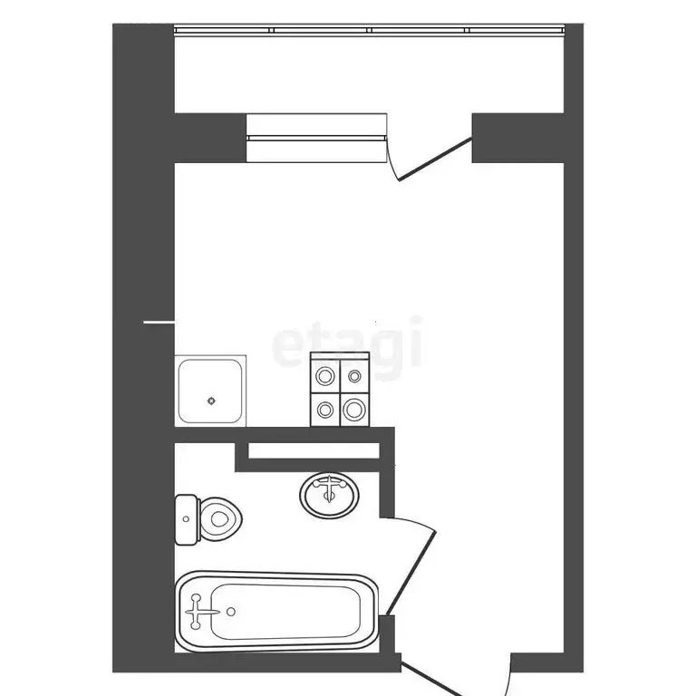 Квартира-студия: Тюмень, улица Новосёлов, 115 (17 м) - Фото 1