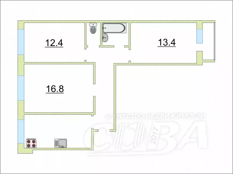 3-комнатная квартира: Тюмень, улица Монтажников, 17 (65 м) - Фото 0