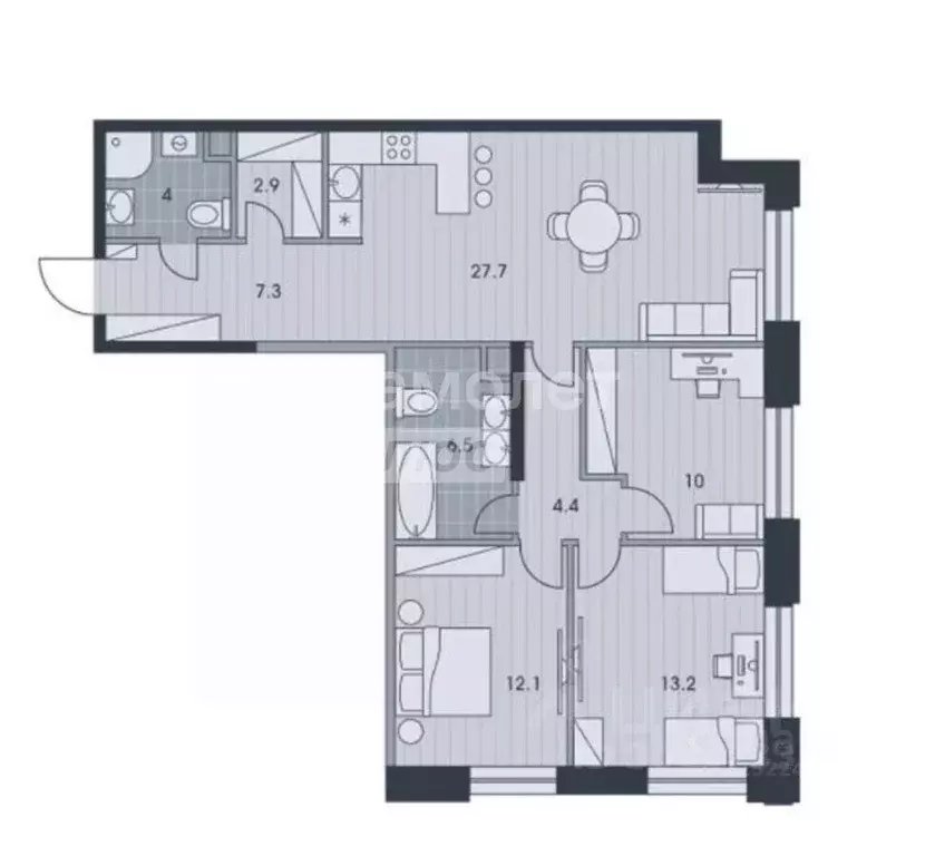 4-к кв. Москва ул. Архитектора Власова, 71к2 (89.0 м) - Фото 2