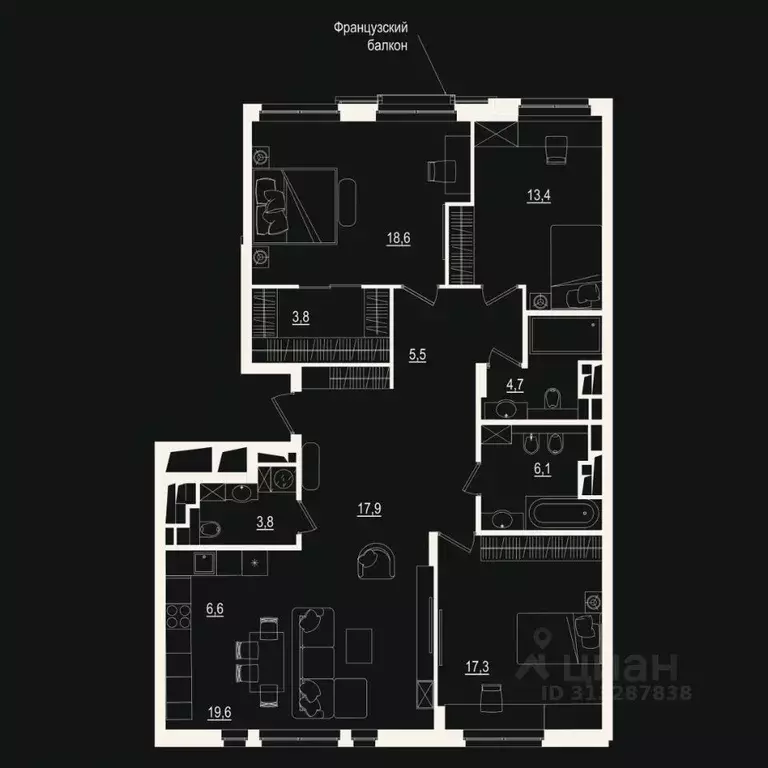 3-к кв. Тюменская область, Тюмень ул. Щербакова, 2к6 (117.25 м) - Фото 0