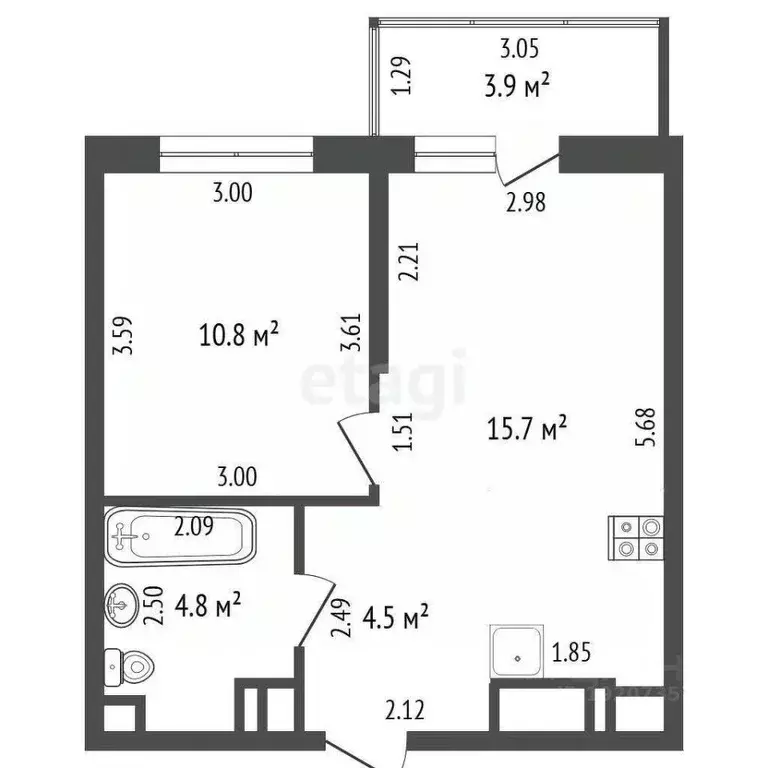 1-к кв. Краснодарский край, Новороссийск ул. Куникова, 47Г (35.8 м) - Фото 2